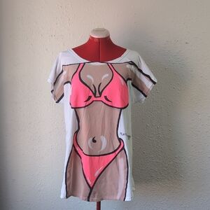 Playa Del Carmen Bikini Print Graphic Print T-shirt Dress, One Size, 21"P2p